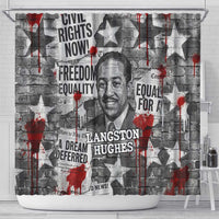 Langston Hughes Shower Curtain Urban Brick Wall Design with Protest Art and Poetry Powerful Quotes - Wonder Print Shop