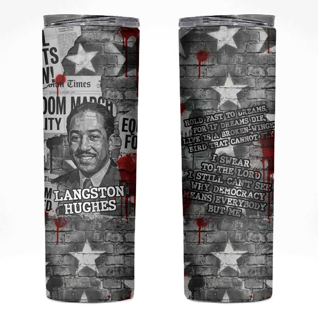 Langston Hughes Skinny Tumbler Urban Brick Wall Design with Protest Art and Poetry Powerful Quotes - Wonder Print Shop