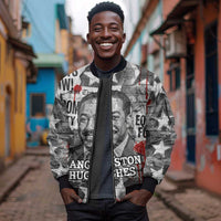 Langston Hughes Sleeve Zip Bomber Jacket Urban Brick Wall Design with Protest Art and Poetry Powerful Quotes - Wonder Print Shop
