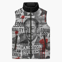 Langston Hughes Sleeveless Puffer Jacket Urban Brick Wall Design with Protest Art and Poetry Powerful Quotes - Wonder Print Shop