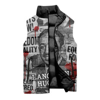 Langston Hughes Sleeveless Puffer Jacket Urban Brick Wall Design with Protest Art and Poetry Powerful Quotes - Wonder Print Shop