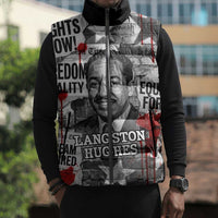Langston Hughes Sleeveless Puffer Jacket Urban Brick Wall Design with Protest Art and Poetry Powerful Quotes - Wonder Print Shop