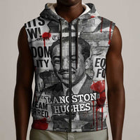 Langston Hughes Sleeveless Zip Hoodie Urban Brick Wall Design with Protest Art and Poetry Powerful Quotes - Wonder Print Shop