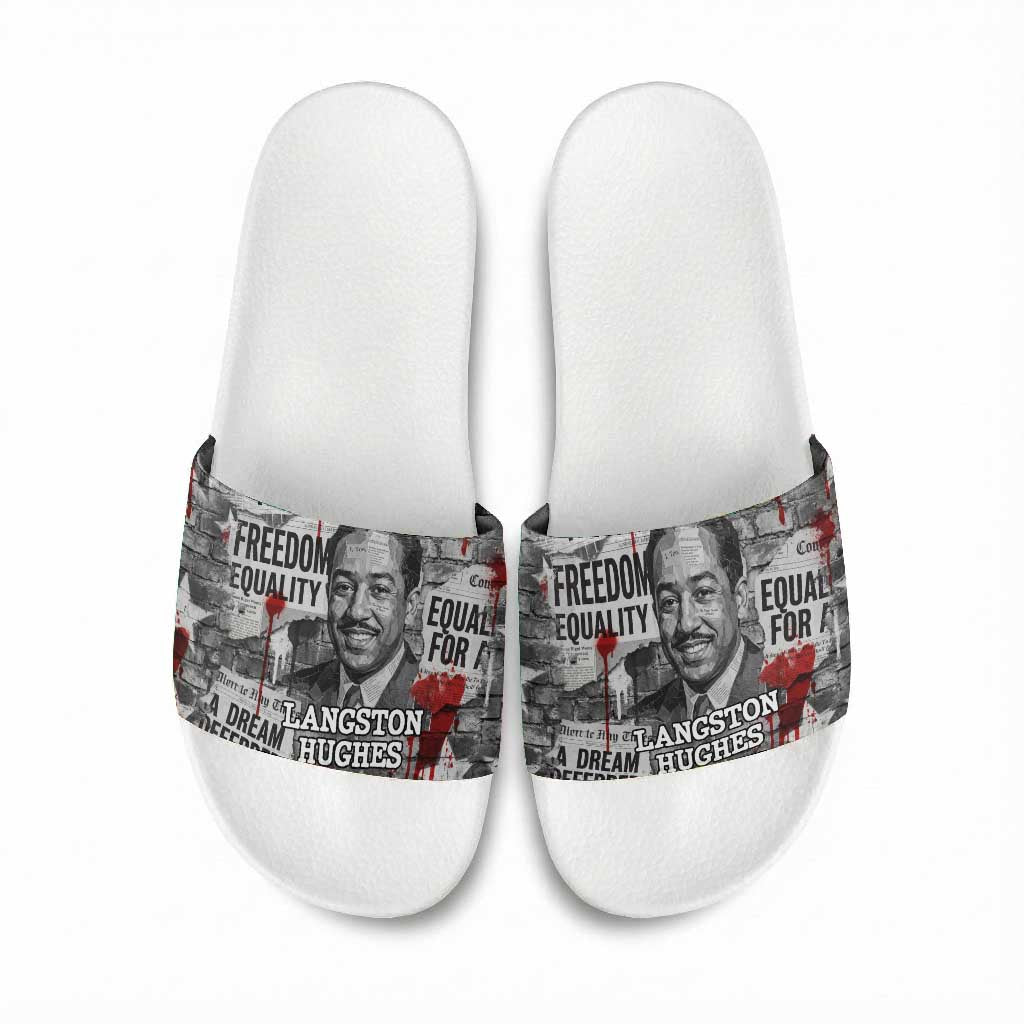 Langston Hughes Slide Sandals Urban Brick Wall Design with Protest Art and Poetry Powerful Quotes - Wonder Print Shop