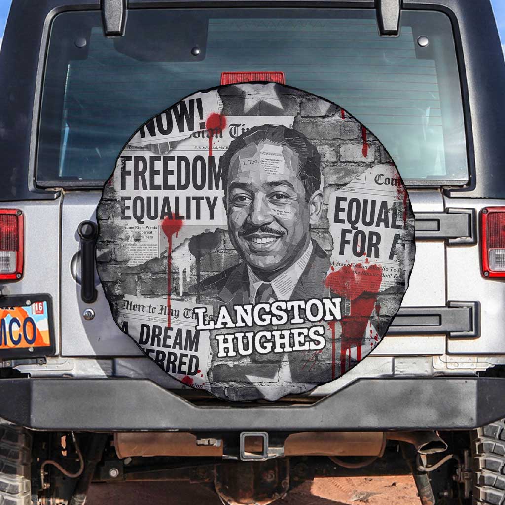 Langston Hughes Spare Tire Cover Urban Brick Wall Design with Protest Art and Poetry Powerful Quotes - Wonder Print Shop