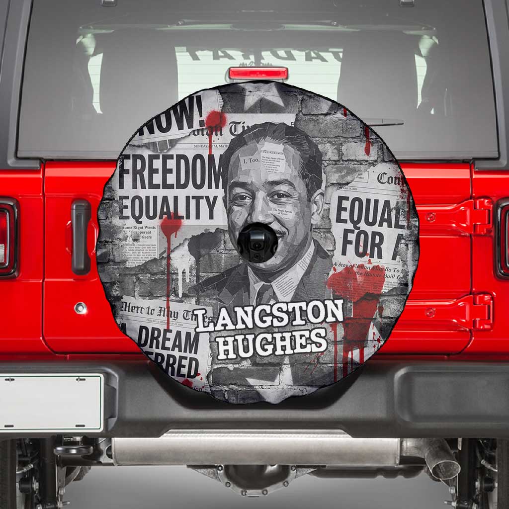 Langston Hughes Spare Tire Cover Urban Brick Wall Design with Protest Art and Poetry Powerful Quotes - Wonder Print Shop