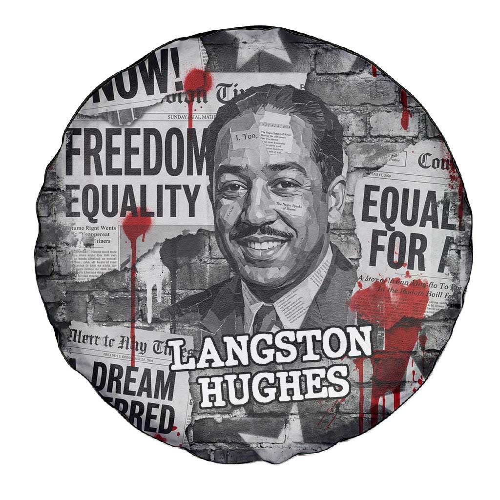 Langston Hughes Spare Tire Cover Urban Brick Wall Design with Protest Art and Poetry Powerful Quotes - Wonder Print Shop