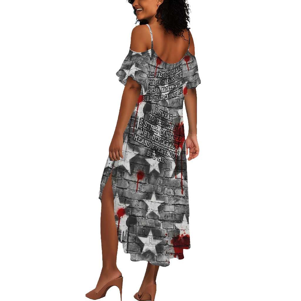 Langston Hughes Summer Maxi Dress Urban Brick Wall Design with Protest Art and Poetry Powerful Quotes - Wonder Print Shop