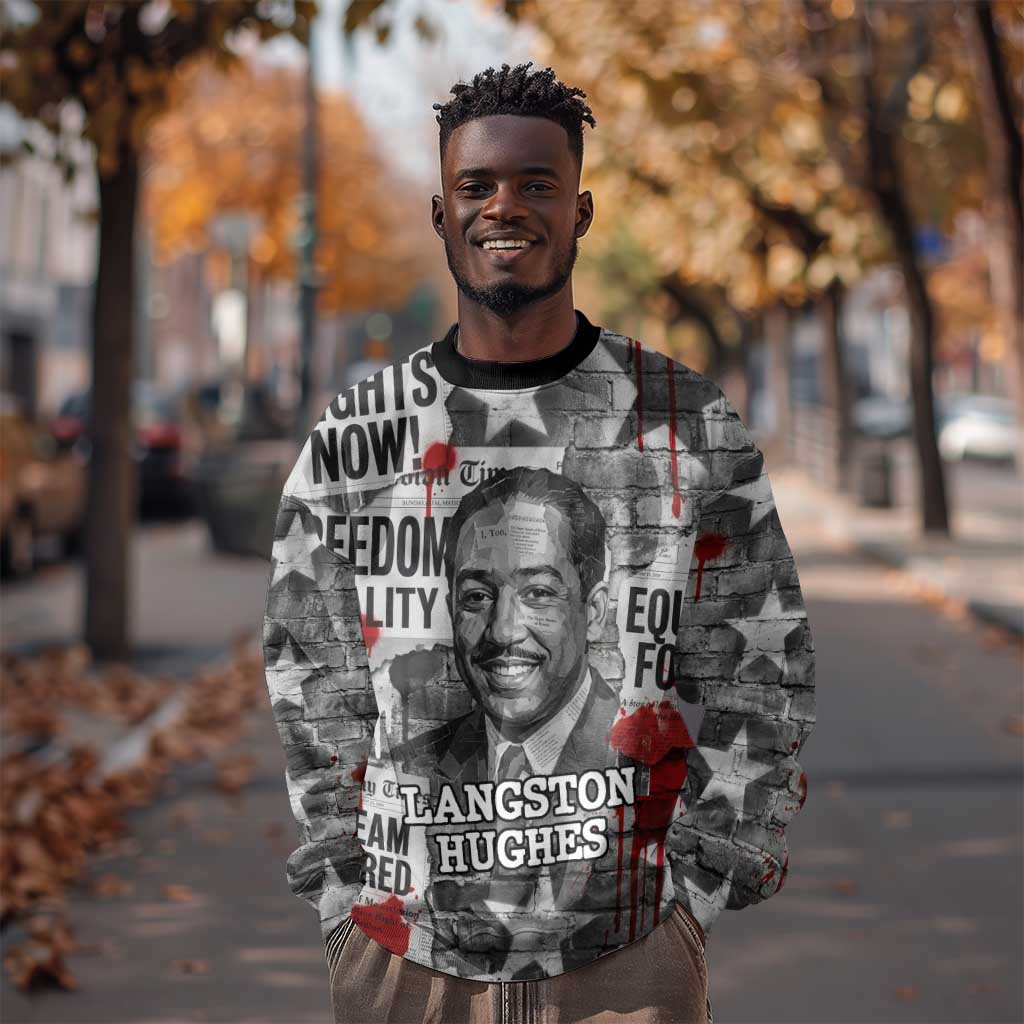 Langston Hughes Sweatshirt Urban Brick Wall Design with Protest Art and Poetry Powerful Quotes - Wonder Print Shop