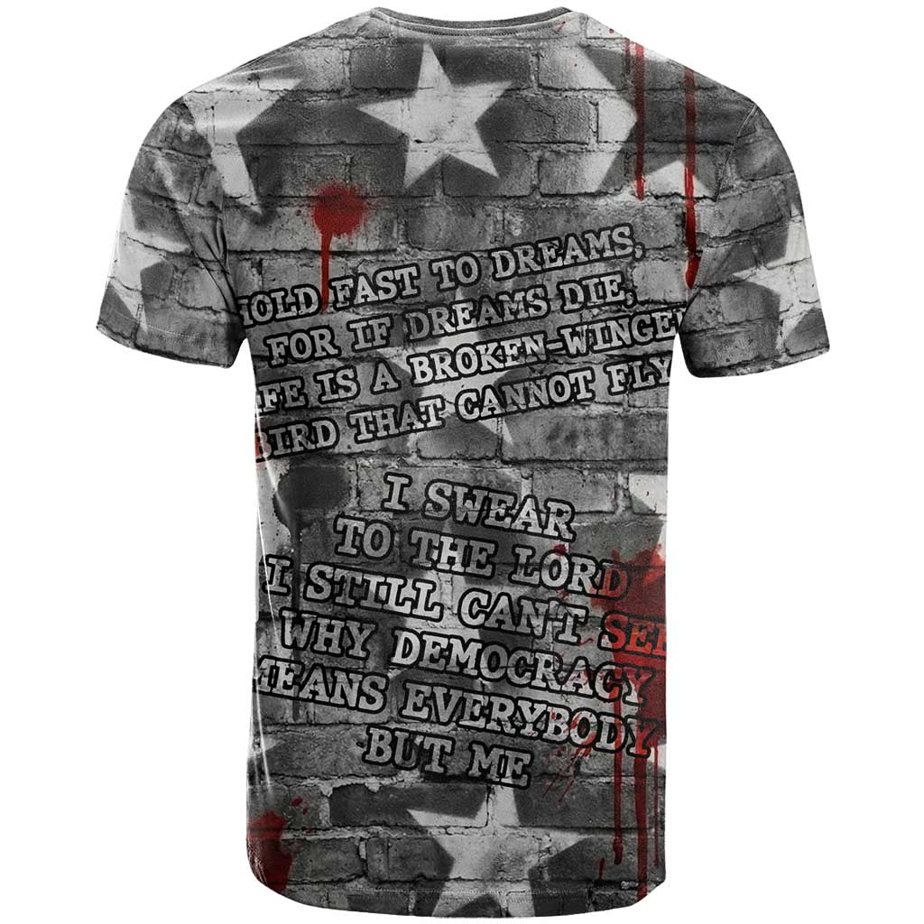 Langston Hughes T shirt Urban Brick Wall Design with Protest Art and Poetry Powerful Quotes - Wonder Print Shop