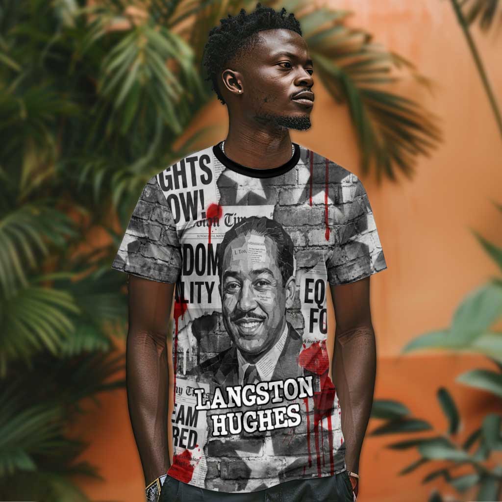 Langston Hughes T shirt Urban Brick Wall Design with Protest Art and Poetry Powerful Quotes - Wonder Print Shop