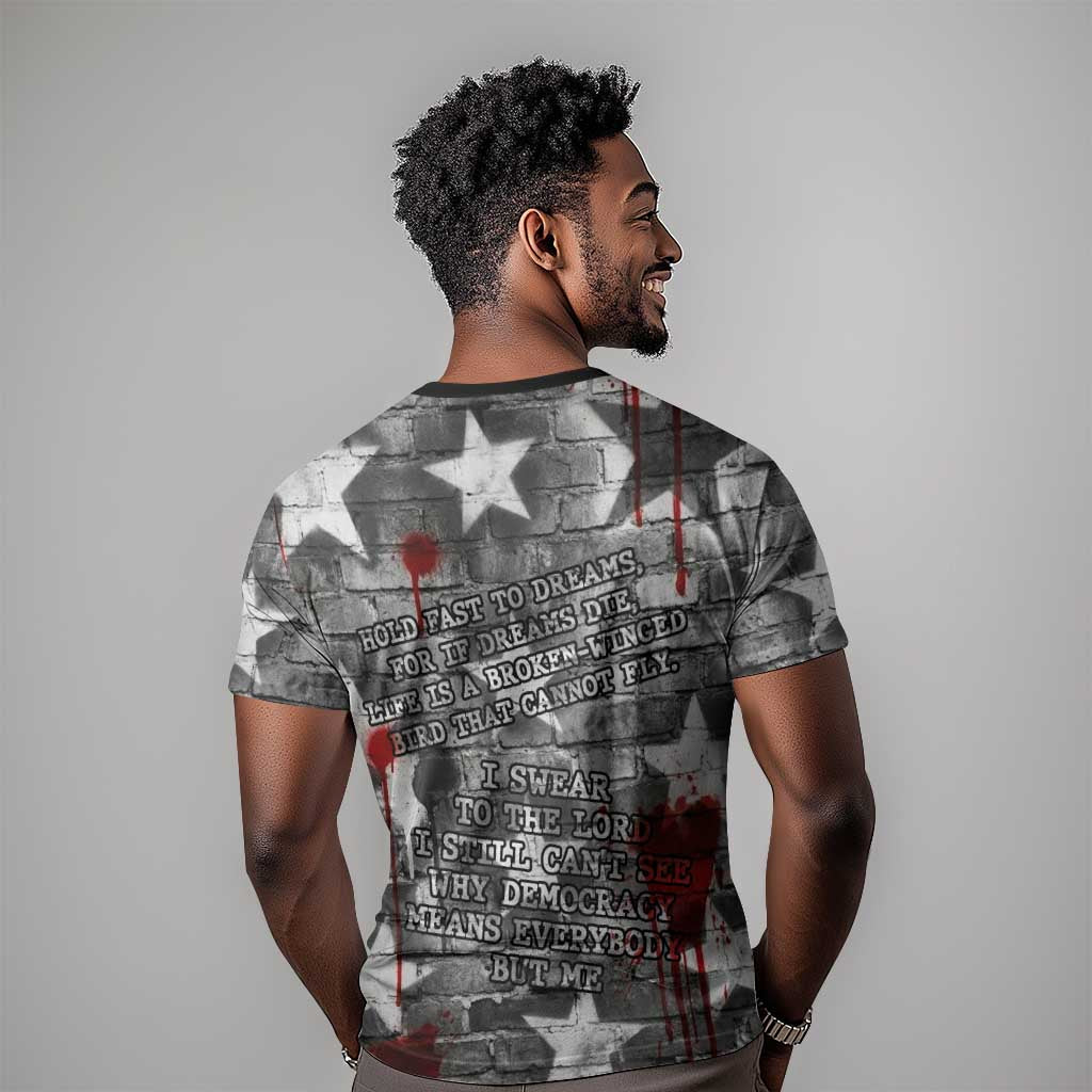 Langston Hughes T shirt Urban Brick Wall Design with Protest Art and Poetry Powerful Quotes - Wonder Print Shop
