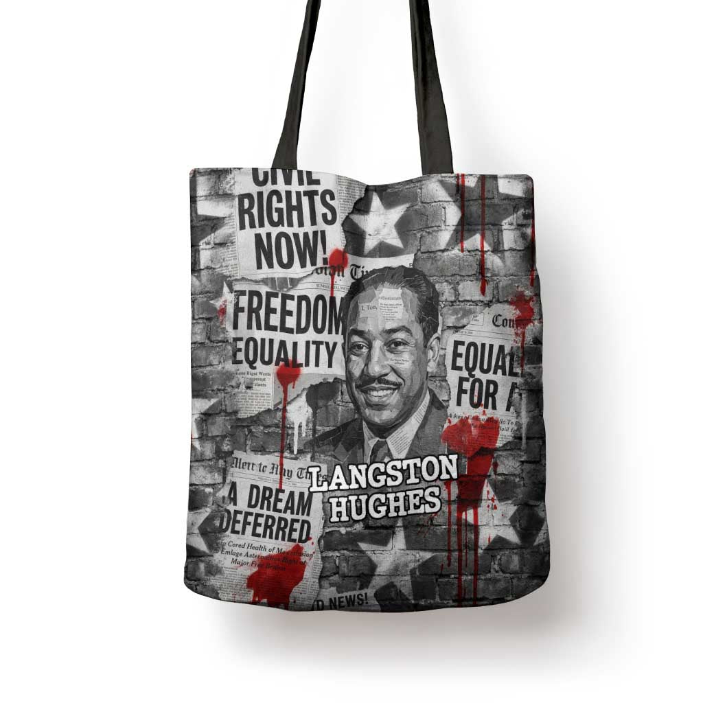 Langston Hughes Tote Bag Urban Brick Wall Design with Protest Art and Poetry Powerful Quotes - Wonder Print Shop