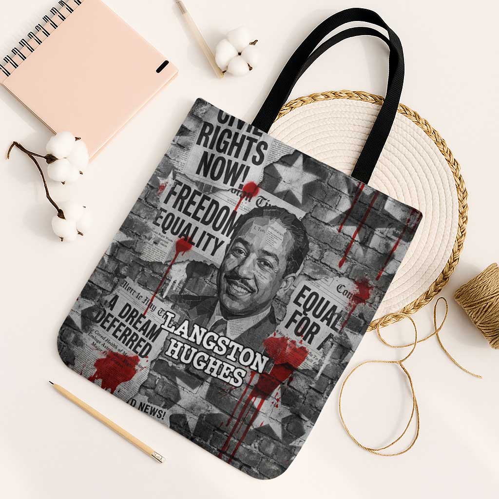 Langston Hughes Tote Bag Urban Brick Wall Design with Protest Art and Poetry Powerful Quotes - Wonder Print Shop