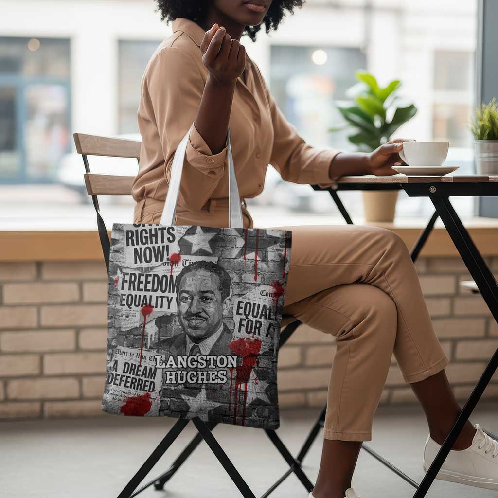 Langston Hughes Tote Bag Urban Brick Wall Design with Protest Art and Poetry Powerful Quotes - Wonder Print Shop
