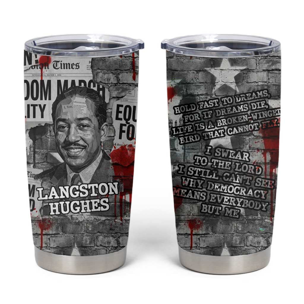 Langston Hughes Tumbler Cup Urban Brick Wall Design with Protest Art and Poetry Powerful Quotes - Wonder Print Shop