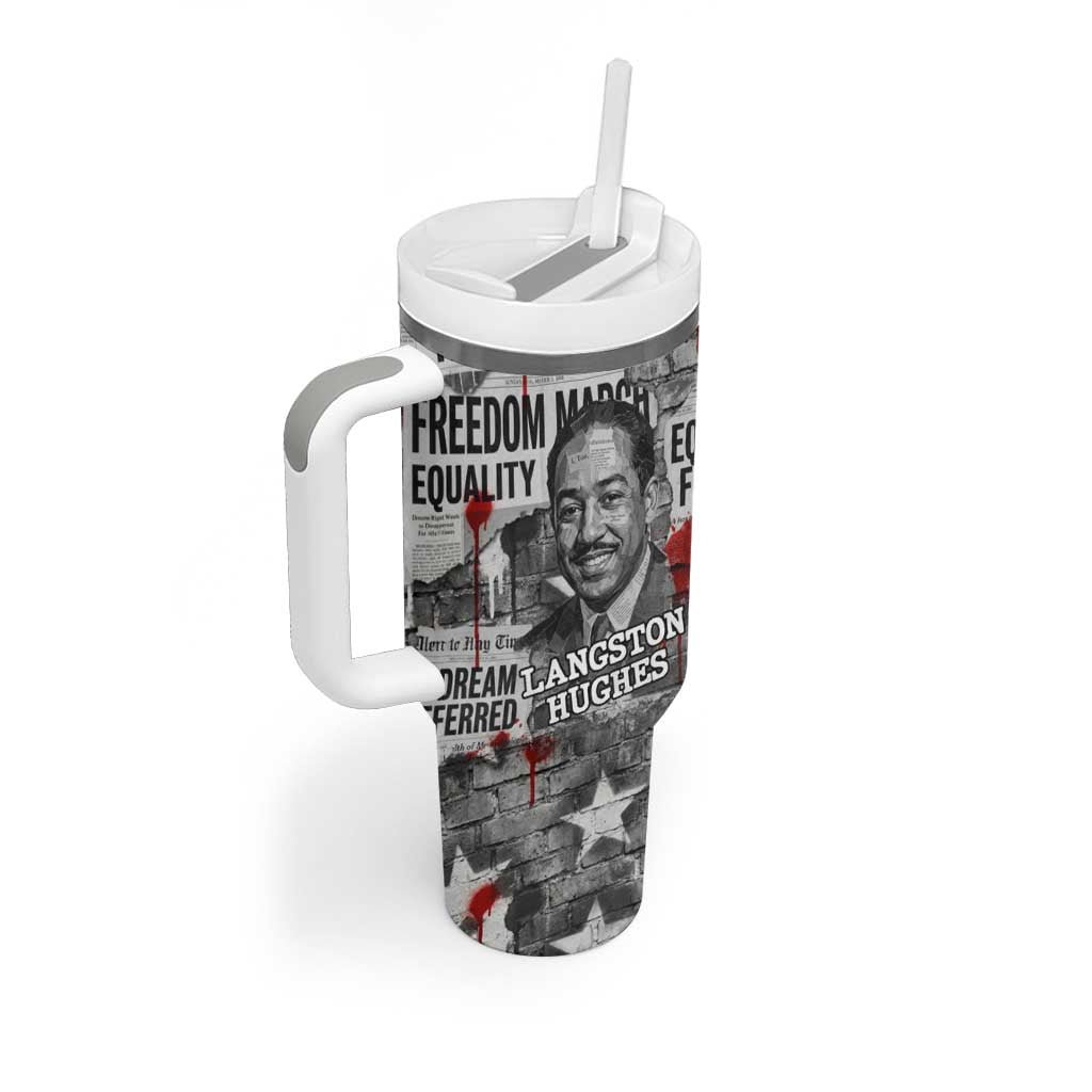 Langston Hughes Tumbler With Handle Urban Brick Wall Design with Protest Art and Poetry Powerful Quotes - Wonder Print Shop