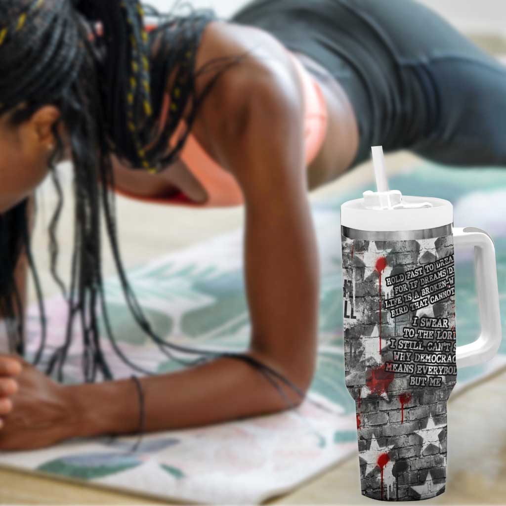 Langston Hughes Tumbler With Handle Urban Brick Wall Design with Protest Art and Poetry Powerful Quotes - Wonder Print Shop