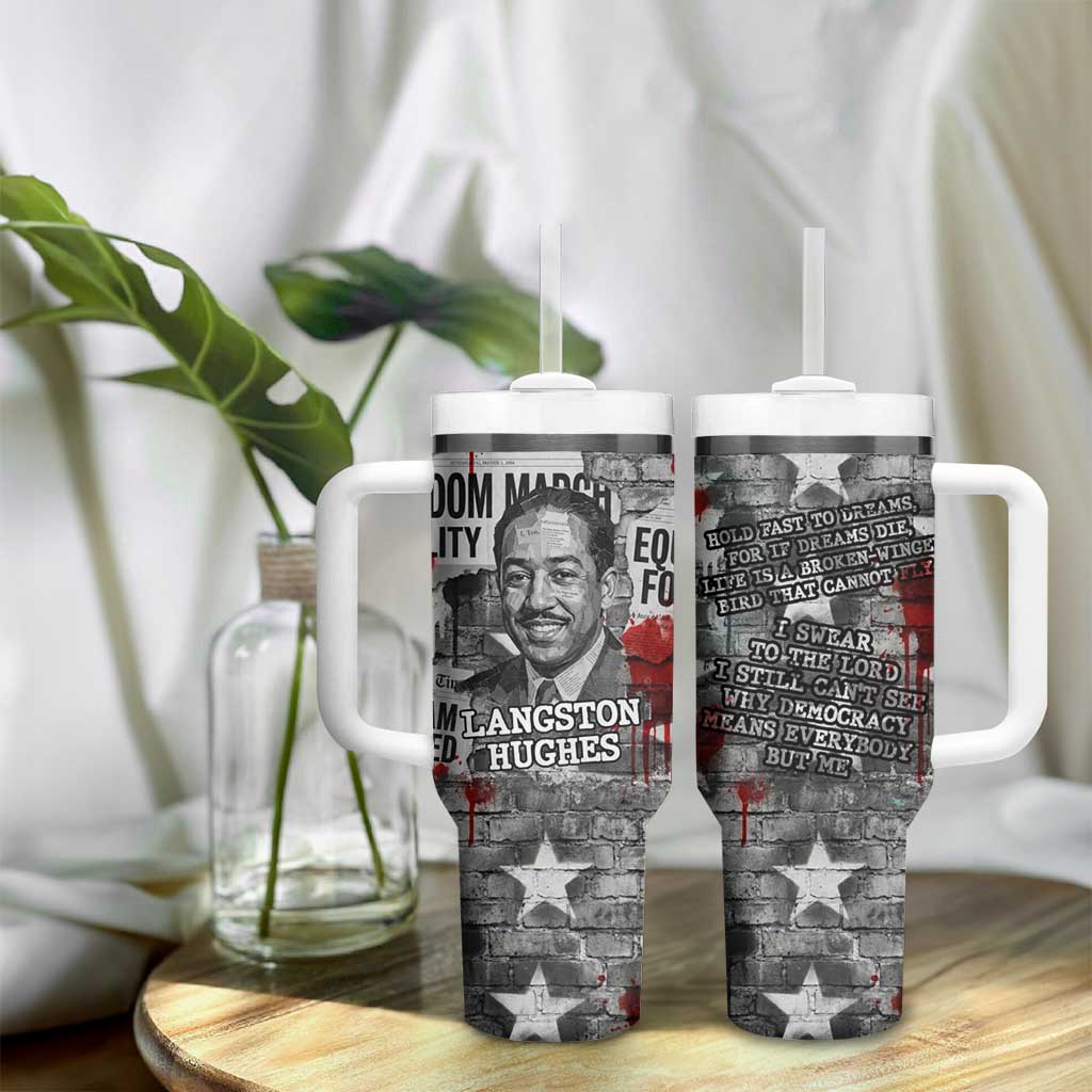 Langston Hughes Tumbler With Handle Urban Brick Wall Design with Protest Art and Poetry Powerful Quotes - Wonder Print Shop