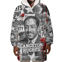 Langston Hughes Wearable Blanket Hoodie Urban Brick Wall Design with Protest Art and Poetry Powerful Quotes - Wonder Print Shop