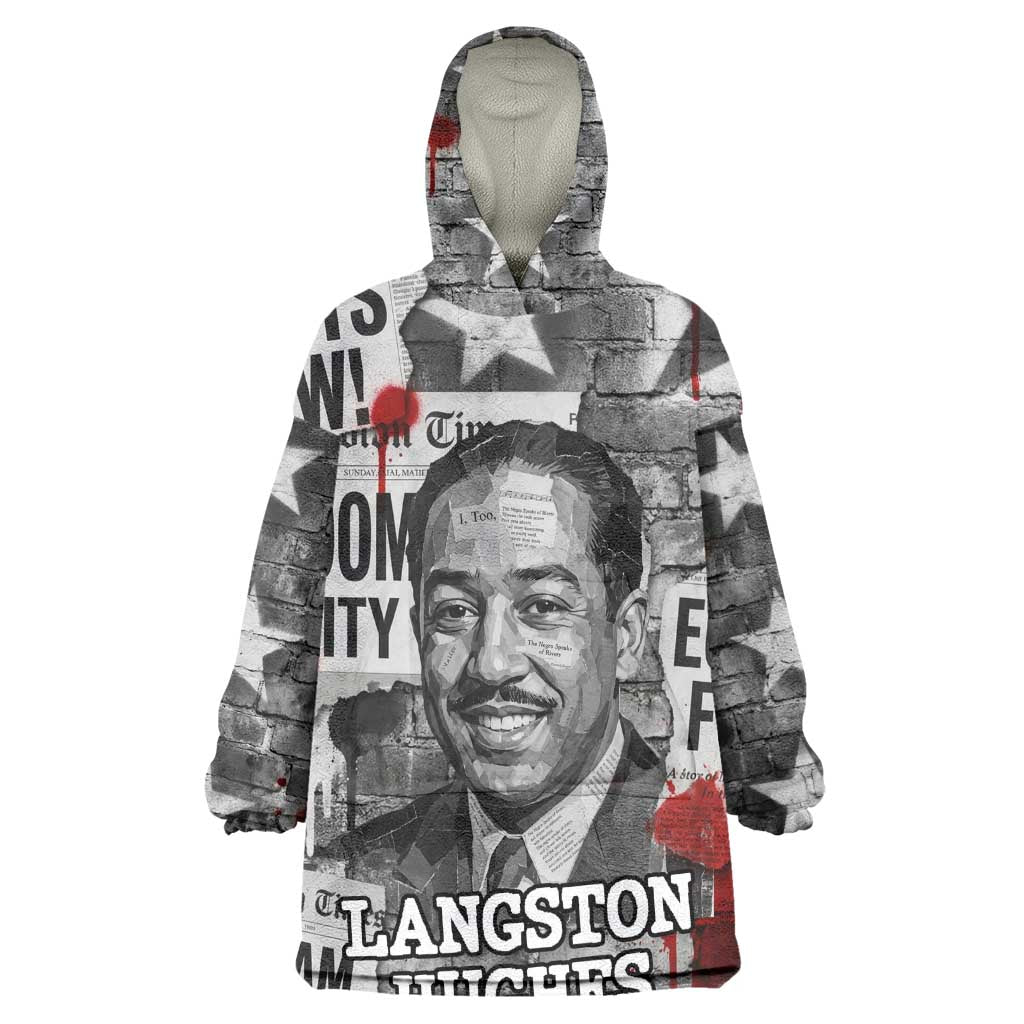 Langston Hughes Wearable Blanket Hoodie Urban Brick Wall Design with Protest Art and Poetry Powerful Quotes - Wonder Print Shop