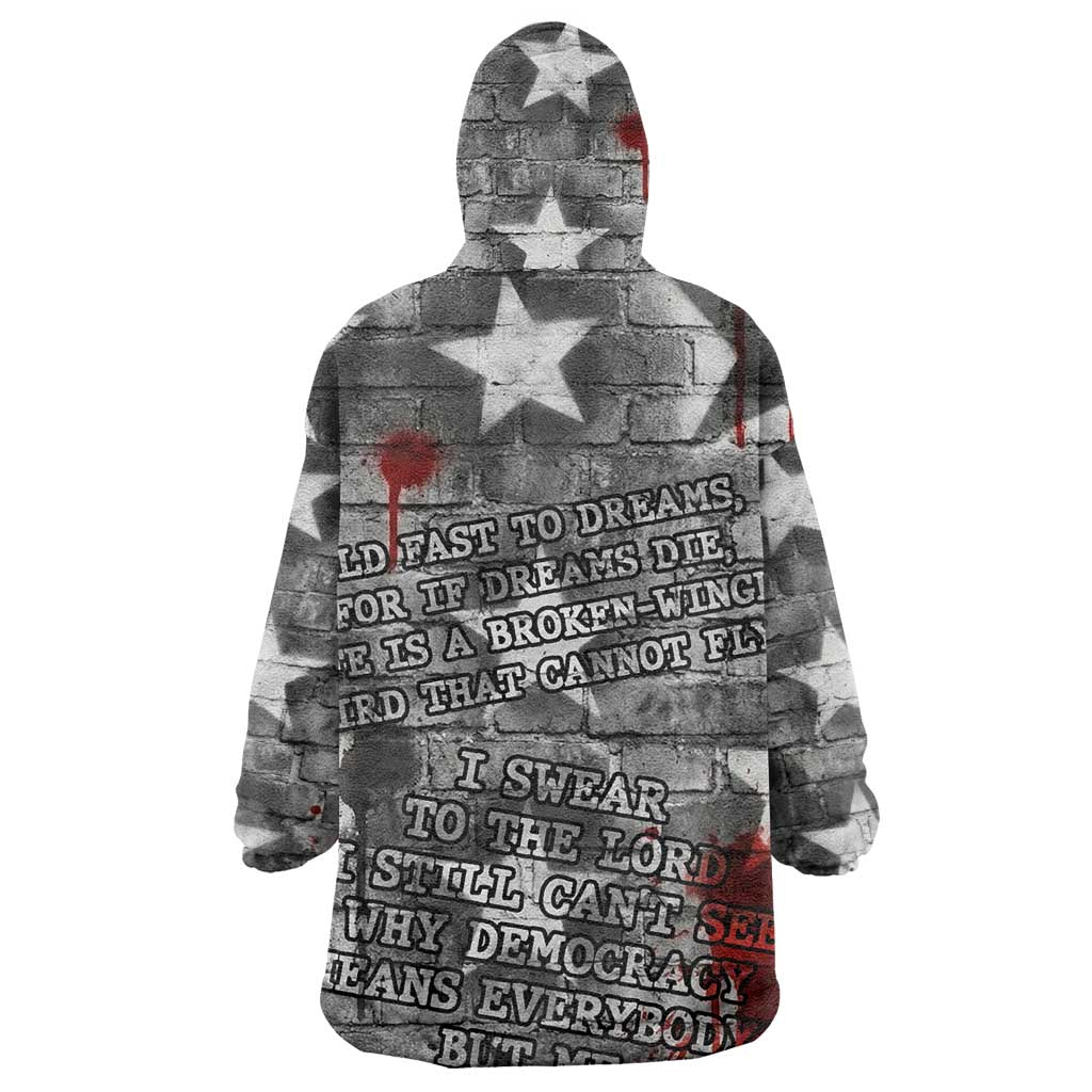 Langston Hughes Wearable Blanket Hoodie Urban Brick Wall Design with Protest Art and Poetry Powerful Quotes - Wonder Print Shop
