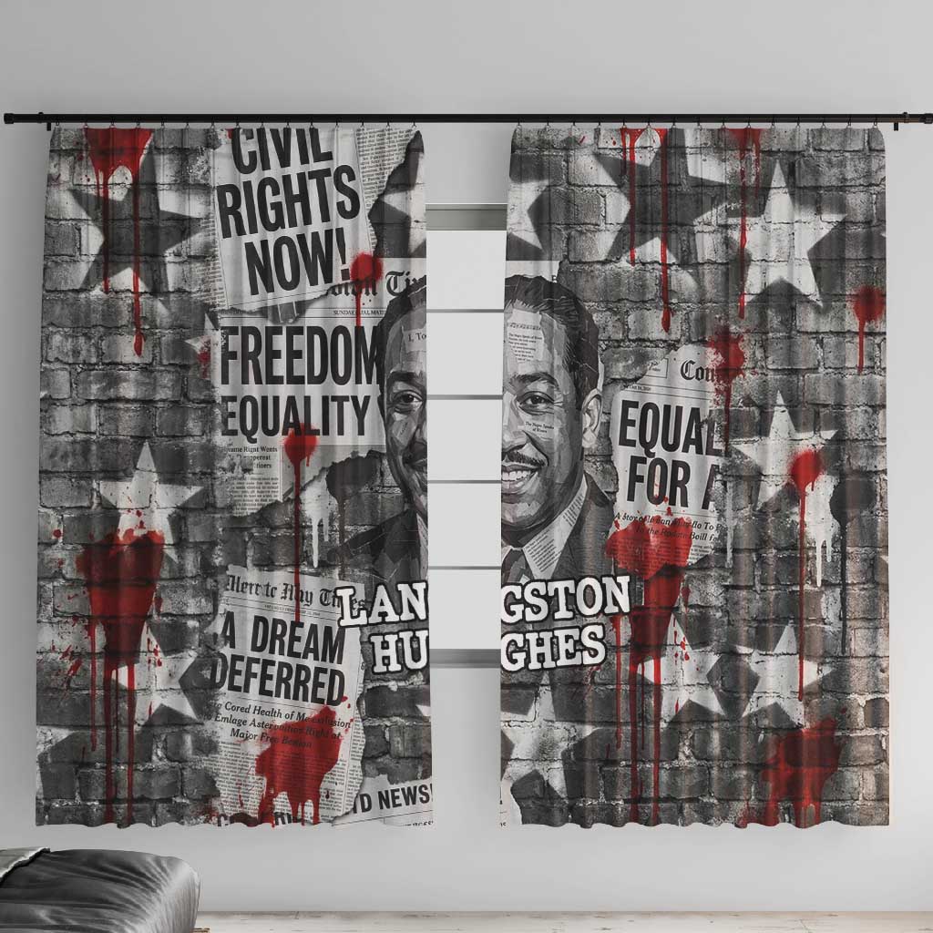 Langston Hughes Window Curtain Urban Brick Wall Design with Protest Art and Poetry Powerful Quotes - Wonder Print Shop