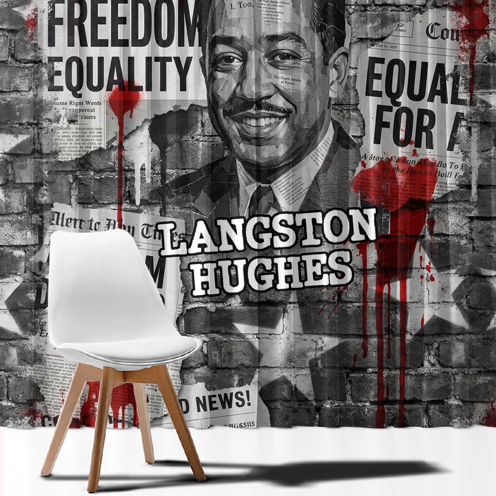 Langston Hughes Window Curtain Urban Brick Wall Design with Protest Art and Poetry Powerful Quotes - Wonder Print Shop