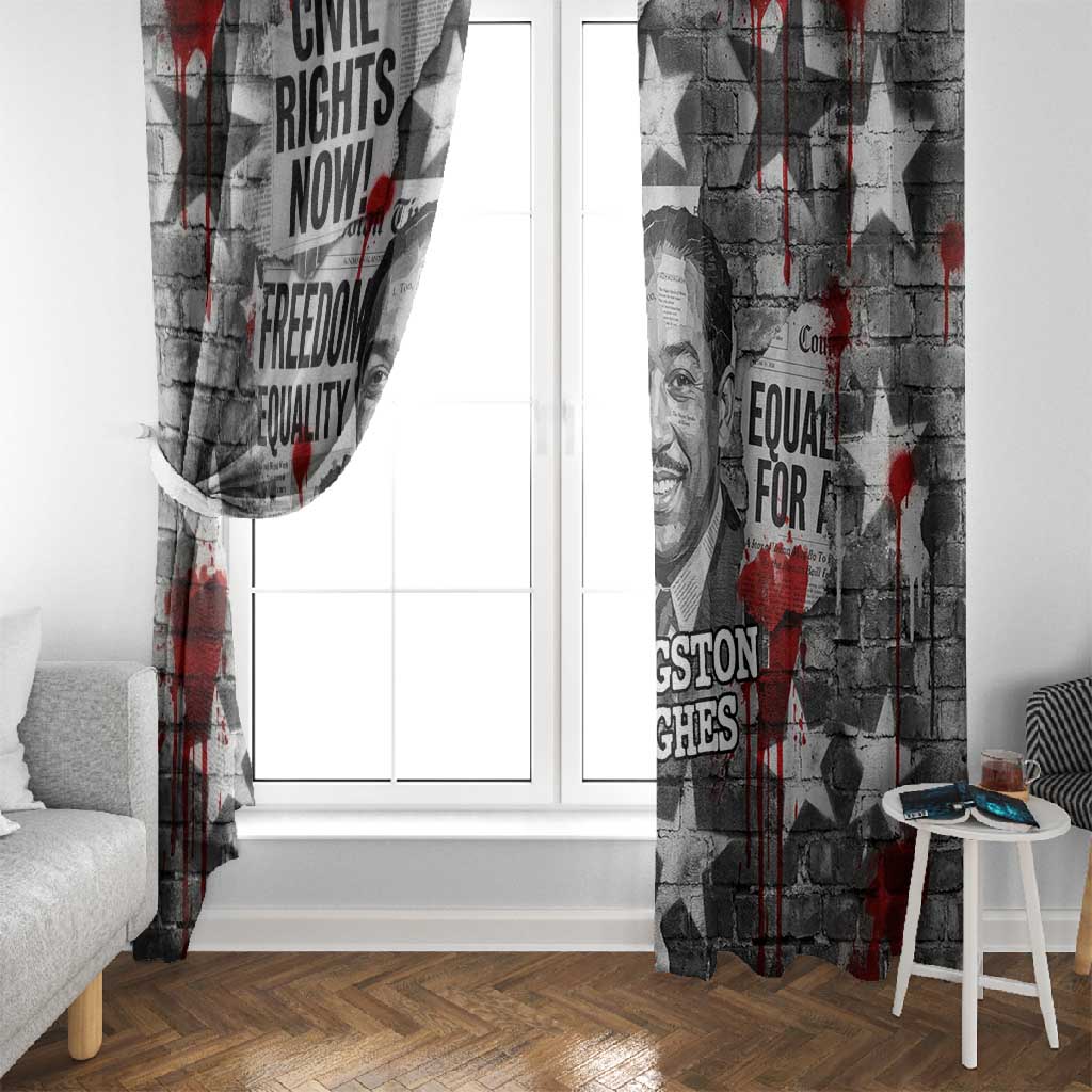 Langston Hughes Window Curtain Urban Brick Wall Design with Protest Art and Poetry Powerful Quotes - Wonder Print Shop