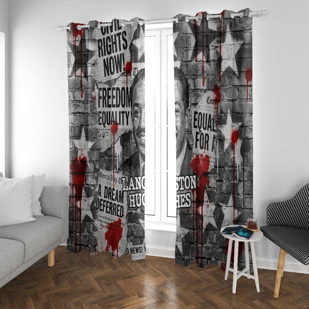 Langston Hughes Window Curtain Urban Brick Wall Design with Protest Art and Poetry Powerful Quotes - Wonder Print Shop