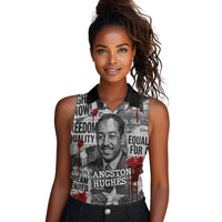 Langston Hughes Women Sleeveless Polo Shirt Urban Brick Wall Design with Protest Art and Poetry Powerful Quotes - Wonder Print Shop