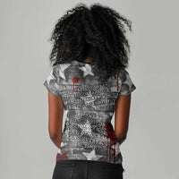 Langston Hughes Women V-Neck T-Shirt Urban Brick Wall Design with Protest Art and Poetry Powerful Quotes - Wonder Print Shop