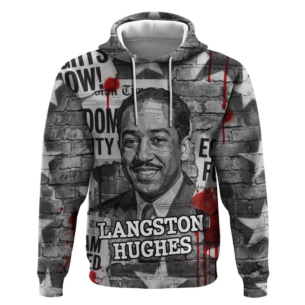Langston Hughes Zip Hoodie Urban Brick Wall Design with Protest Art and Poetry Powerful Quotes - Wonder Print Shop