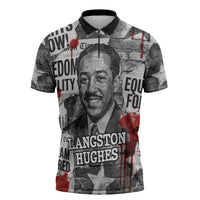 Langston Hughes Zipper Polo Shirt Urban Brick Wall Design with Protest Art and Poetry Powerful Quotes - Wonder Print Shop