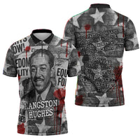 Langston Hughes Zipper Polo Shirt Urban Brick Wall Design with Protest Art and Poetry Powerful Quotes - Wonder Print Shop
