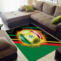 Custom Senegal Area Rug Lion Graphic, National Flag, Fiery Soccer Ball - Bold African Pride Design - Wonder Print Shop