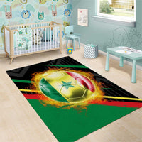 Custom Senegal Area Rug Lion Graphic, National Flag, Fiery Soccer Ball - Bold African Pride Design - Wonder Print Shop