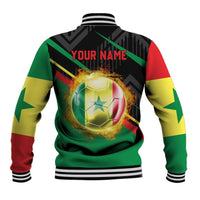 Custom Senegal Baseball Jacket Lion Graphic, National Flag, Fiery Soccer Ball - Bold African Pride Design - Wonder Print Shop