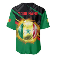 Custom Senegal Baseball Jersey Lion Graphic, National Flag, Fiery Soccer Ball - Bold African Pride Design - Wonder Print Shop