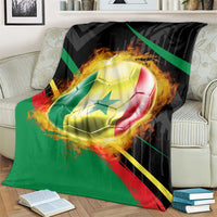 Custom Senegal Blanket Lion Graphic, National Flag, Fiery Soccer Ball - Bold African Pride Design - Wonder Print Shop