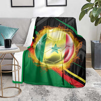 Custom Senegal Blanket Lion Graphic, National Flag, Fiery Soccer Ball - Bold African Pride Design - Wonder Print Shop