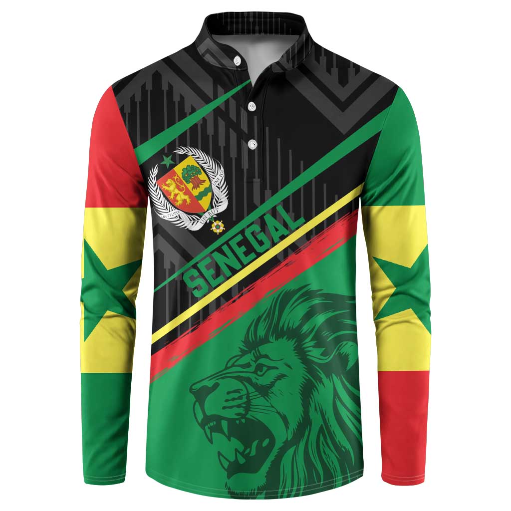 Custom Senegal Button Sweatshirt Lion Graphic, National Flag, Fiery Soccer Ball - Bold African Pride Design - Wonder Print Shop