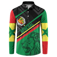 Custom Senegal Button Sweatshirt Lion Graphic, National Flag, Fiery Soccer Ball - Bold African Pride Design - Wonder Print Shop