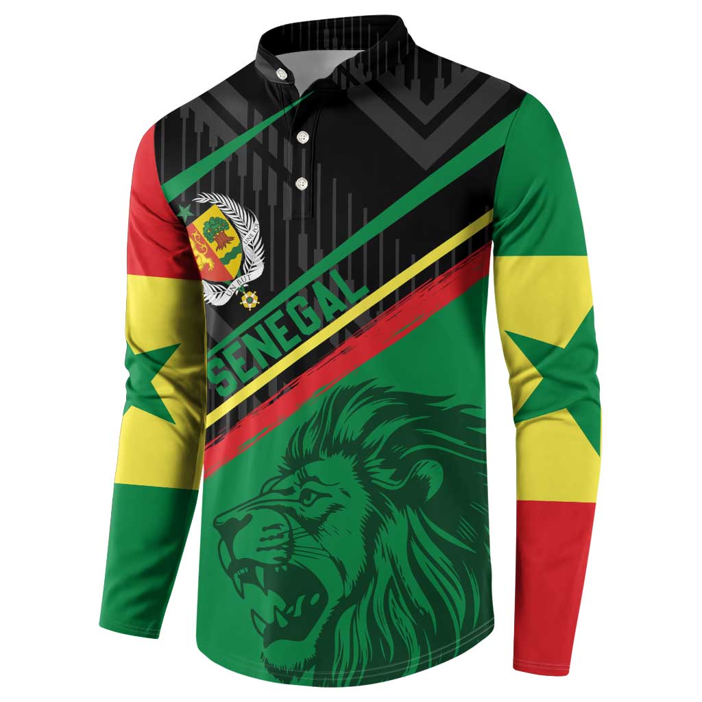Custom Senegal Button Sweatshirt Lion Graphic, National Flag, Fiery Soccer Ball - Bold African Pride Design - Wonder Print Shop
