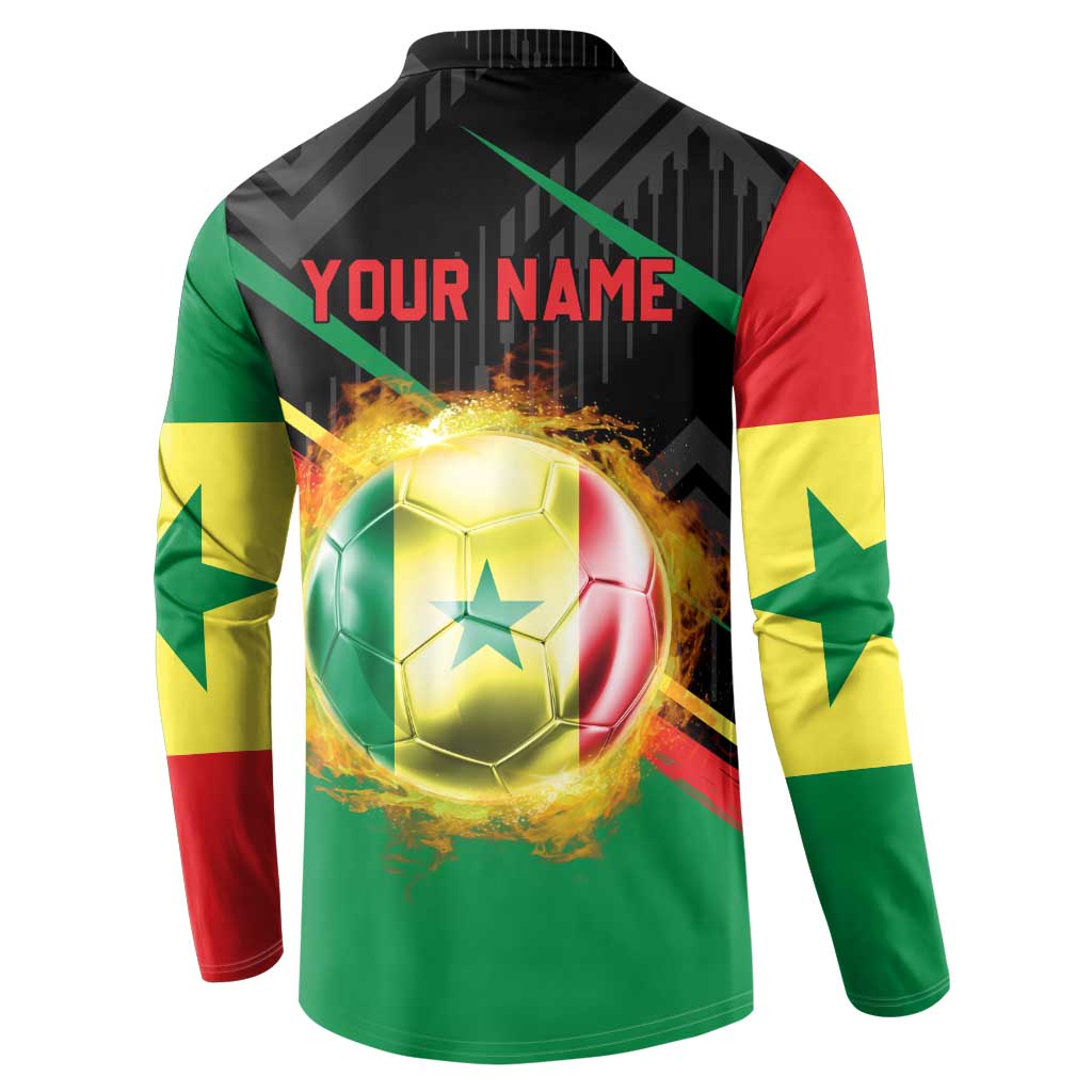 Custom Senegal Button Sweatshirt Lion Graphic, National Flag, Fiery Soccer Ball - Bold African Pride Design - Wonder Print Shop