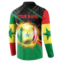 Custom Senegal Button Sweatshirt Lion Graphic, National Flag, Fiery Soccer Ball - Bold African Pride Design - Wonder Print Shop