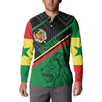 Custom Senegal Button Sweatshirt Lion Graphic, National Flag, Fiery Soccer Ball - Bold African Pride Design - Wonder Print Shop