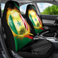 Custom Senegal Car Seat Cover Lion Graphic, National Flag, Fiery Soccer Ball - Bold African Pride Design - Wonder Print Shop