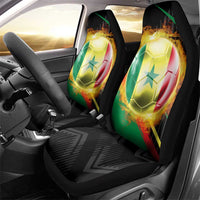 Custom Senegal Car Seat Cover Lion Graphic, National Flag, Fiery Soccer Ball - Bold African Pride Design - Wonder Print Shop