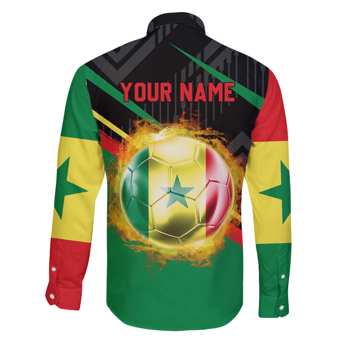 Custom Senegal Family Matching Off The Shoulder Long Sleeve Dress and Hawaiian Shirt Lion Graphic, National Flag, Fiery Soccer Ball - Bold African Pride Design - Wonder Print Shop